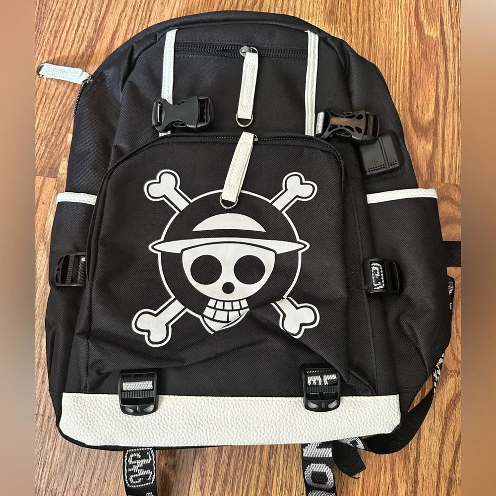 🆕 Anime Backpack with USB Charging Port & Headphone Port Black